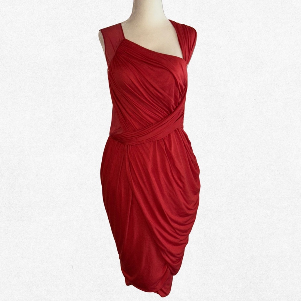 Vintage Fendi by Karl Lagerfeld Coral Draped Asymmetrical Dress – Size 42 IT/6